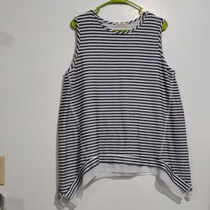 Pebble & Stone Navy Blue/White Striped Tank Sz XL